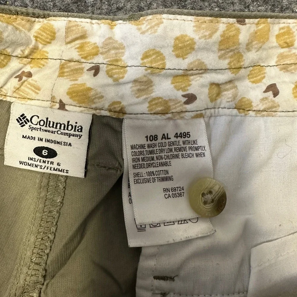 Columbia Shorts Womens Size 6 Khaki Cotton Cargo Casual Outdoor Hiking
